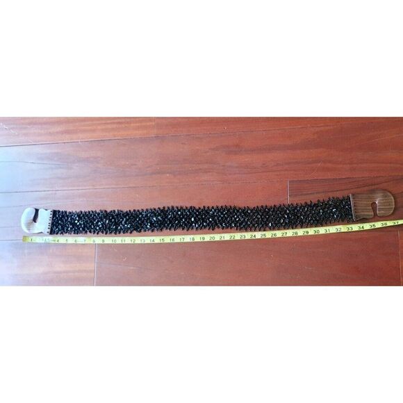 Elastic Wood Bead Belts, Black, 34.4 inch~38.3 inch - Picture 5 of 5